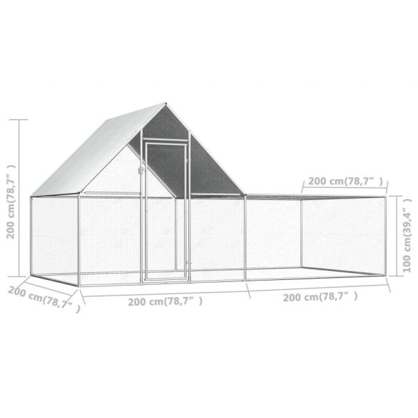 Hühnerstall 4x2x2 m Verzinkter Stahl