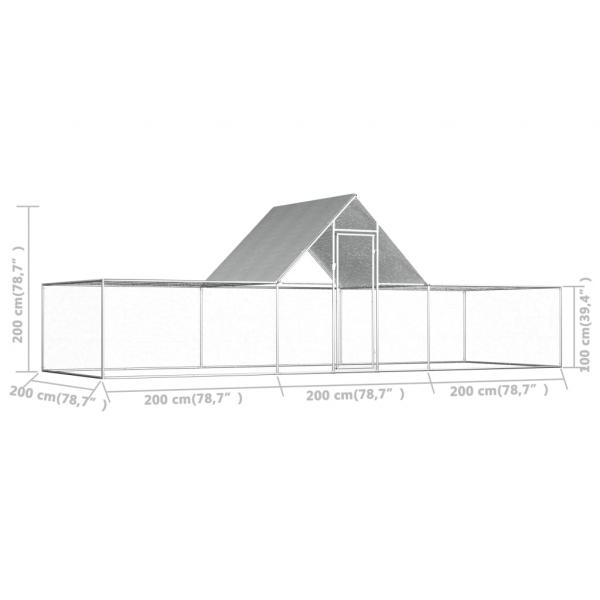 Hühnerstall 6x2x2 m Verzinkter Stahl