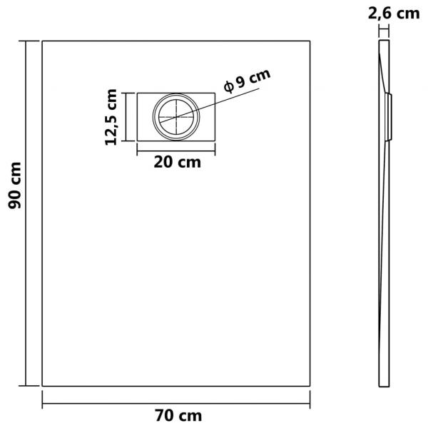 Duschwanne SMC Schwarz 90×70 cm