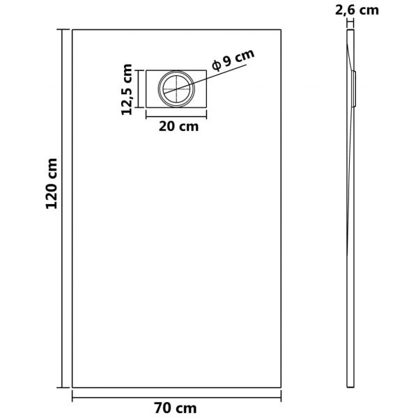 Duschwanne SMC Schwarz 120×70 cm