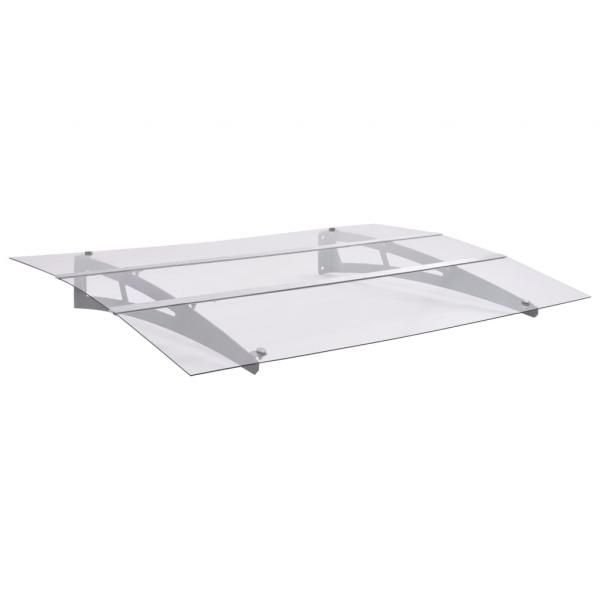 ARDEBO.de - Türvordach Silbern und Transparent 120x90 cm Polycarbonat  