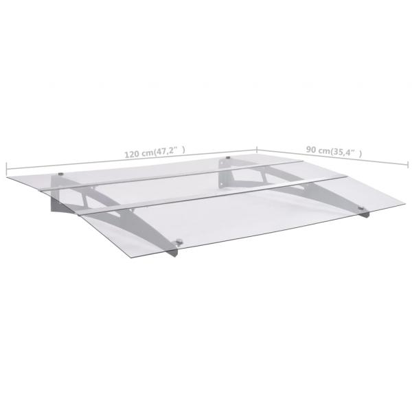 Türvordach Silbern und Transparent 120x90 cm Polycarbonat  