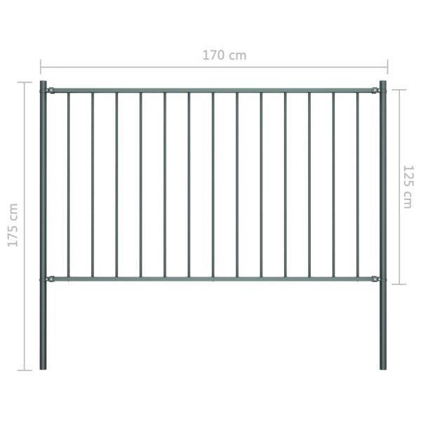 Zaunfeld mit Pfosten Pulverbeschichteter Stahl 1,7 x 1,25 m