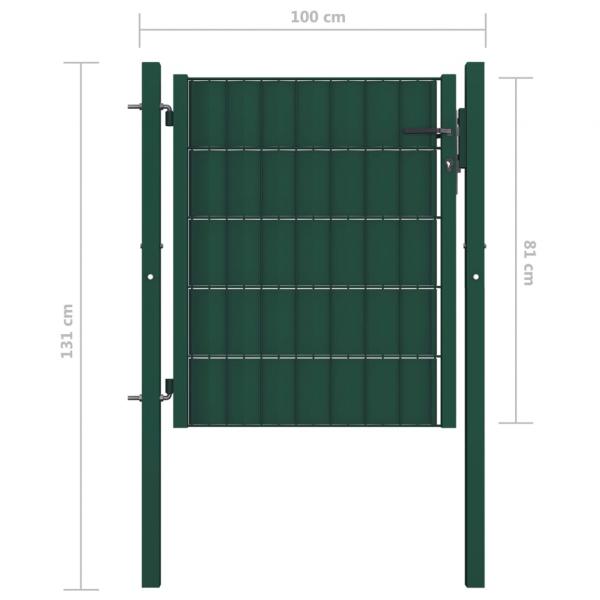 Zauntor PVC und Stahl 100x81 cm Grün  