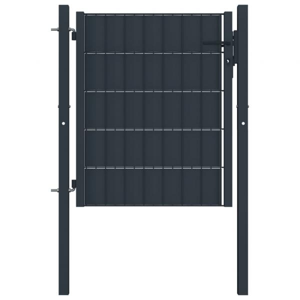 ARDEBO.de - Zauntor PVC und Stahl 100x101 cm Anthrazit  