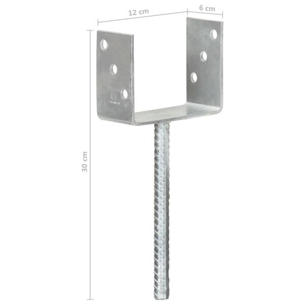 Pfostenträger 6 Stk. Silbern 12×6×30 cm Verzinkter Stahl