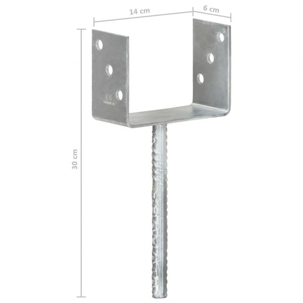 Pfostenträger 6 Stk. Silbern 14×6×30 cm Verzinkter Stahl