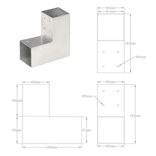 Pfostenverbinder 4 Stk. L-Form Verzinktes Metall 81 x 81 mm