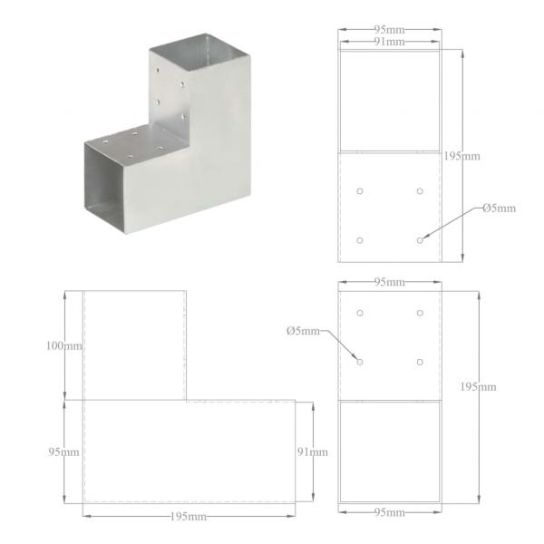 Pfostenverbinder 4 Stk. L-Form Verzinktes Metall 91 x 91 mm