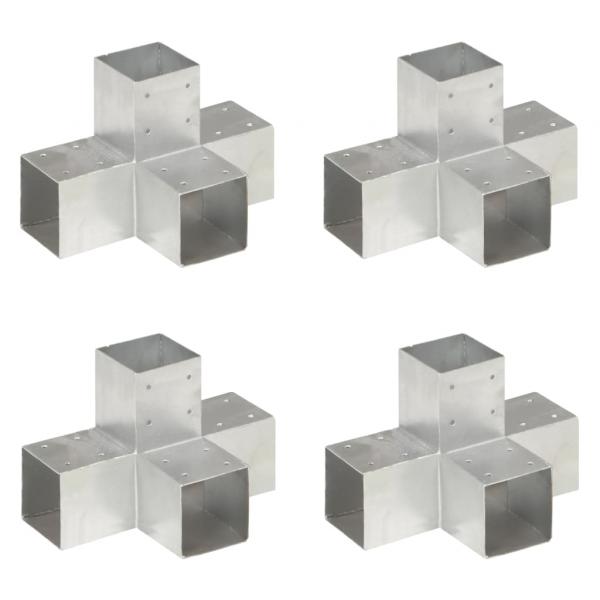 ARDEBO.de - Pfostenverbinder 4 Stk. X-Form Verzinktes Metall 91 x 91 mm