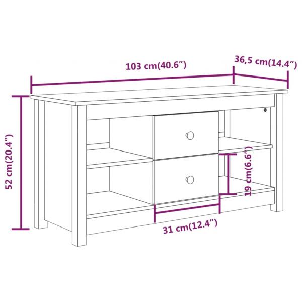 TV-Schrank 103x36,5x52 cm Massivholz Kiefer