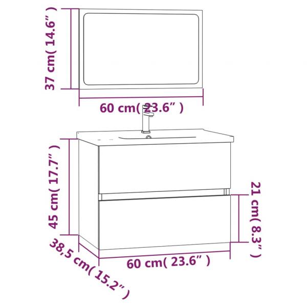 2-tlg. Badmöbel-Set Räuchereiche Holzwerkstoff