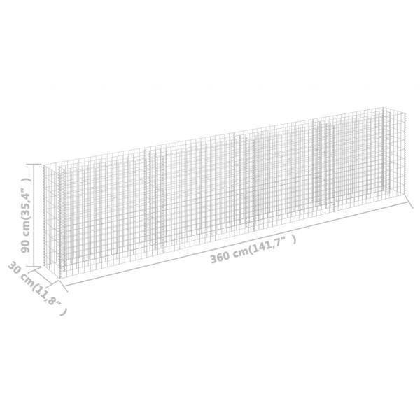  Gabionen-Hochbeet Verzinkter Stahl 360×30×90 cm