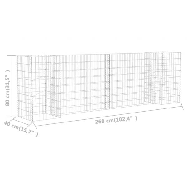 H-förmiger Gabionen-Pflanzkorb Stahldraht 260x40x80 cm  