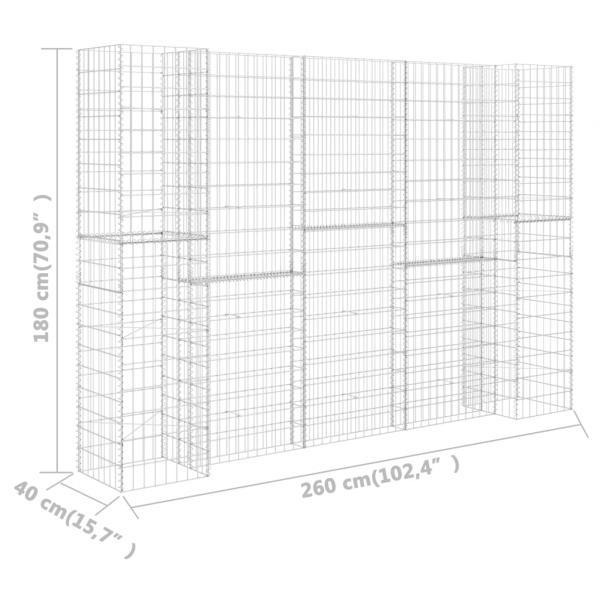 H-förmiger Gabionen-Pflanzkorb Stahldraht 260x40x180 cm  