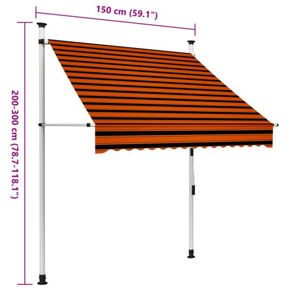 Einziehbare Markise Handbetrieben 150 cm Orange und Braun