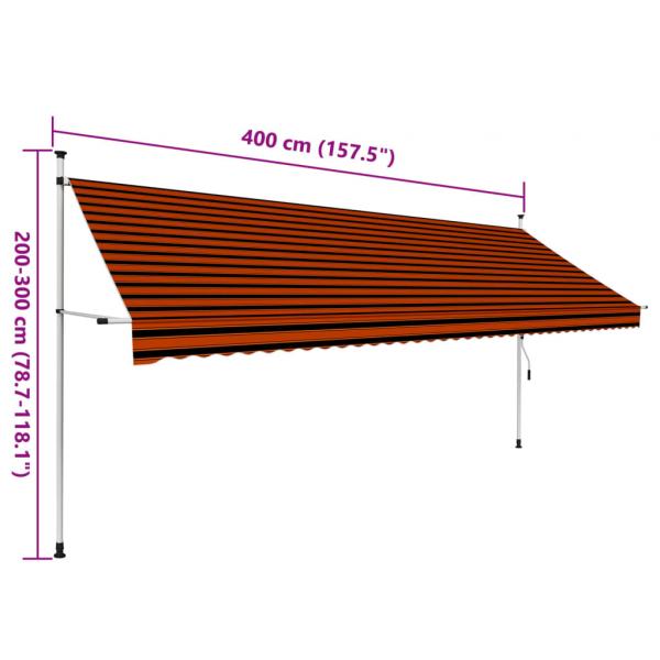 Einziehbare Markise Handbetrieben 400 cm Orange und Braun