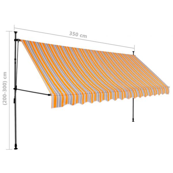 Einziehbare Markise Handbetrieben mit LED 350 cm Gelb und Blau