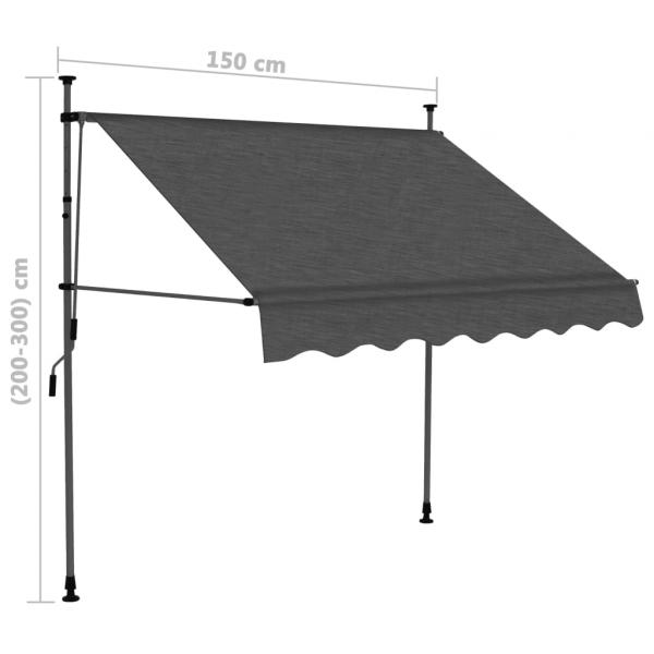 Einziehbare Markise Handbetrieben mit LED 150 cm Anthrazit