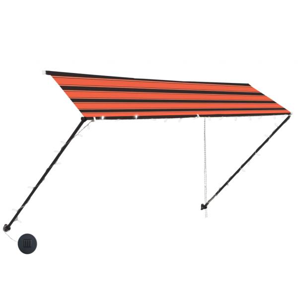 Einziehbare Markise mit LED 300×150 cm Orange und Braun