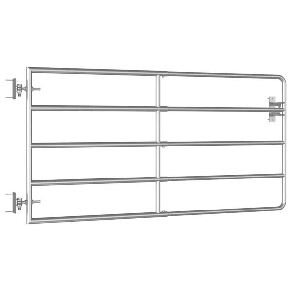 5-Rohr-Weidetor Stahl (95-170)×90 cm Silbern