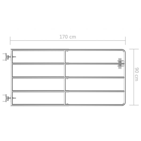 5-Rohr-Weidetor Stahl (95-170)×90 cm Silbern