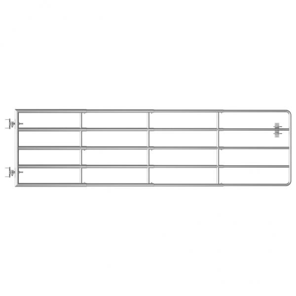 5-Rohre-Weidetor Stahl (115-300)×90 cm Silbern 