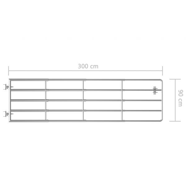 5-Rohre-Weidetor Stahl (115-300)×90 cm Silbern 