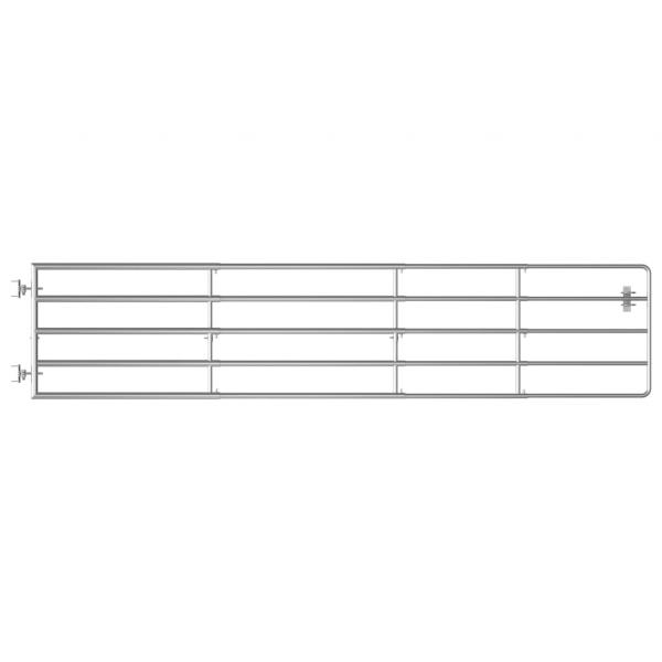 5-Rohre-Weidetor Stahl (150-400)×90 cm Silbern