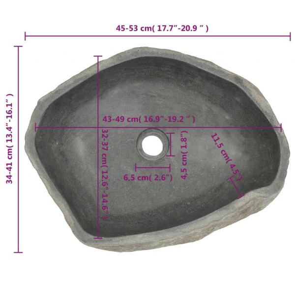 Waschbecken Flussstein Oval (45-53)x(34-41) cm  