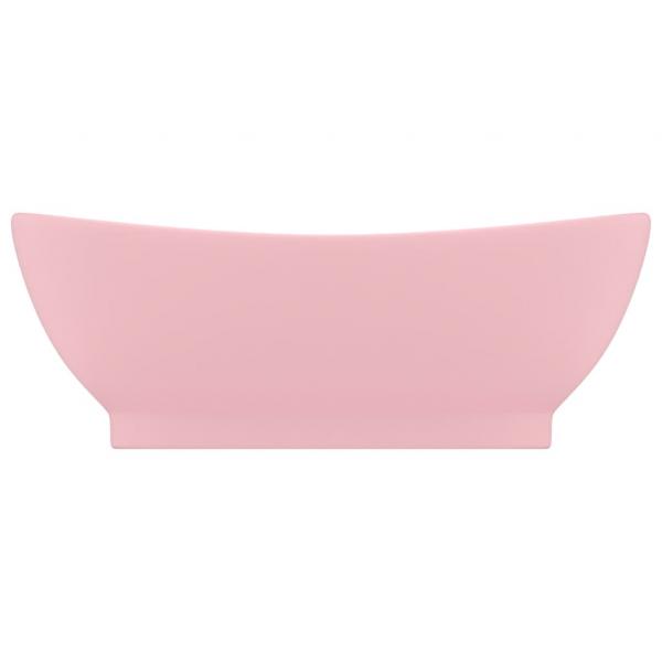 Luxus-Waschbecken Überlauf Oval Matt-Rosa 58,5x39 cm Keramik   