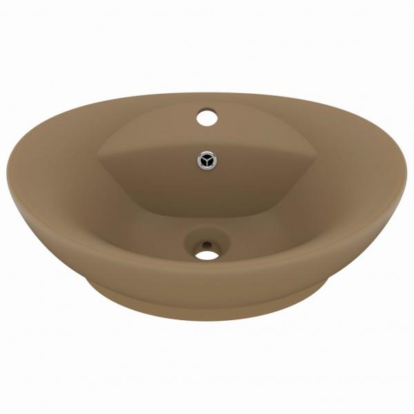 Luxus-Waschbecken Überlauf Oval Matt Creme 58,5x39cm Keramik   