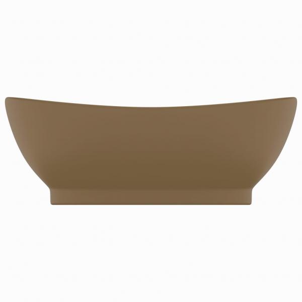 Luxus-Waschbecken Überlauf Oval Matt Creme 58,5x39cm Keramik   