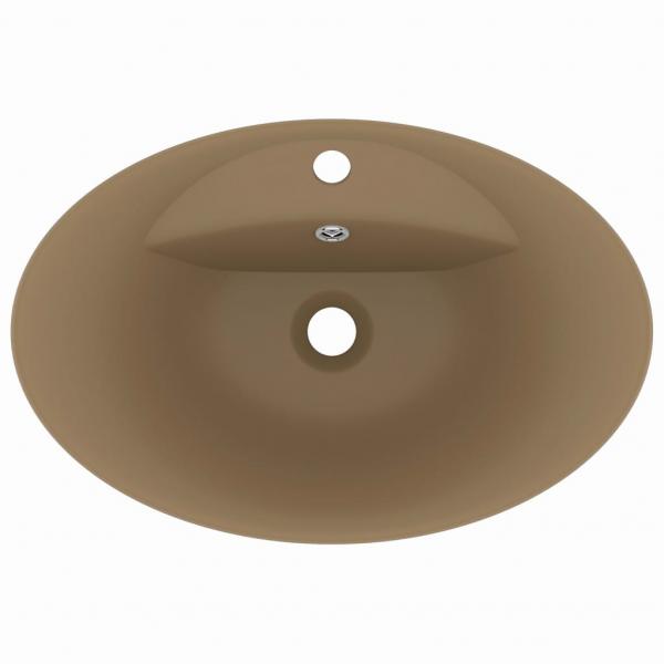 Luxus-Waschbecken Überlauf Oval Matt Creme 58,5x39cm Keramik   