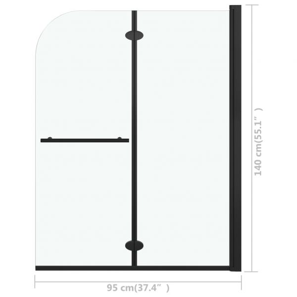 Faltbare Duschkabine 2 Paneele ESG 95x140 cm Schwarz