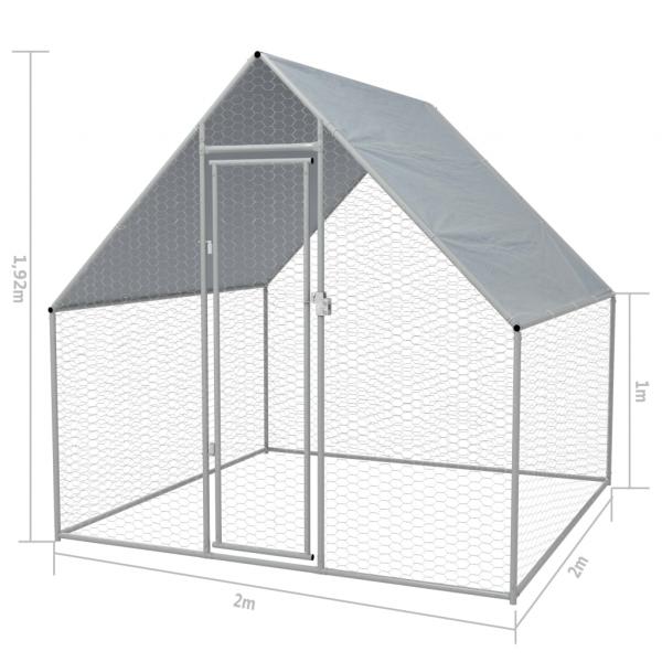 Outdoor-Hühnerkäfig 2x2x1,92 m Verzinkter Stahl