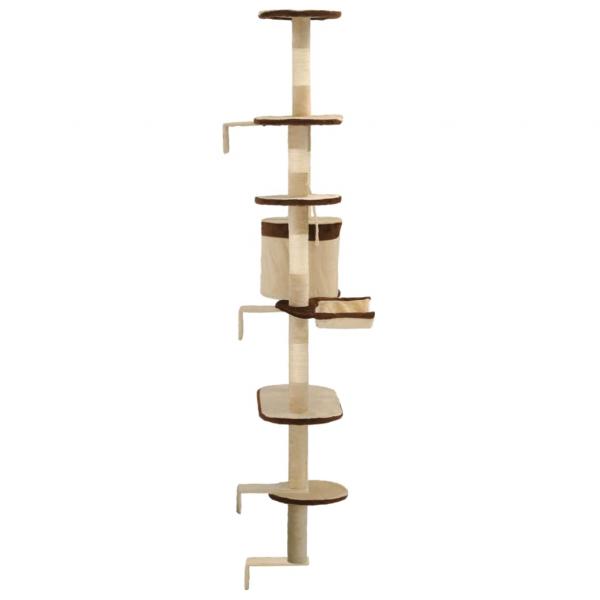 Wandkratzbaum mit Sisal-Kratzsäulen 194 cm Beige/Braun