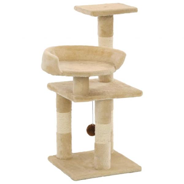 ARDEBO.de - Katzen-Kratzbaum mit Sisal-Kratzsäulen 65 cm Beige