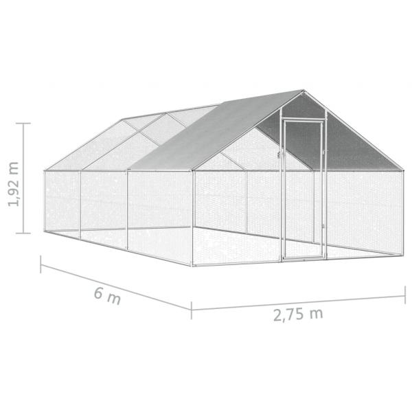 Outdoor-Hühnerkäfig 2,75x6x1,92 m Verzinkter Stahl  