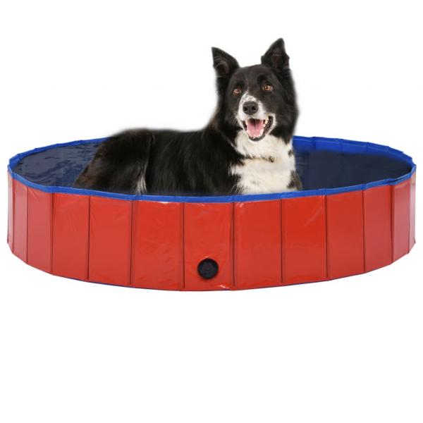 ARDEBO.de - Hundepool Faltbar Rot 160 x 30 cm PVC