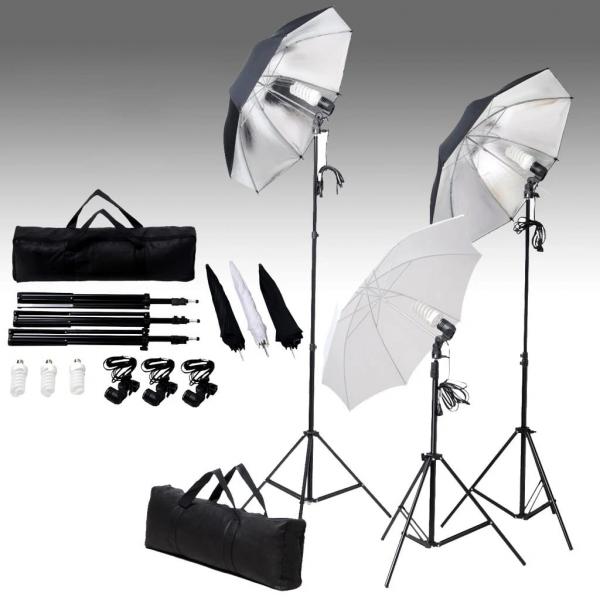 ARDEBO.de - Fotostudio-Beleuchtung Set 24 Watt mit Stativen & Schirmen  