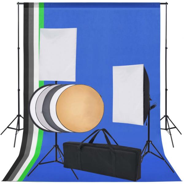 ARDEBO.de - Fotostudio-Set 5 farbige Hintergründe & 2 Softboxen