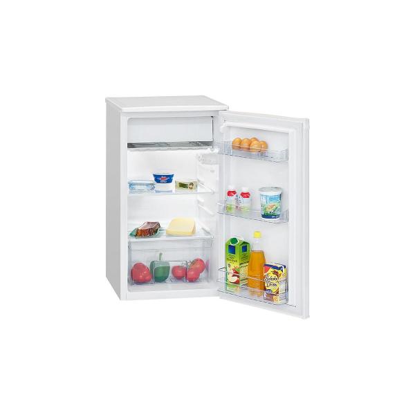 Bomann KS 7349 Kühlschrank, 91L, 2 Glasablagen, LED Innenraumbeleuchtung, Gemüseschale, weiß