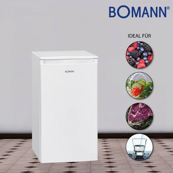 Bomann KS 7349 Kühlschrank, 91L, 2 Glasablagen, LED Innenraumbeleuchtung, Gemüseschale, weiß