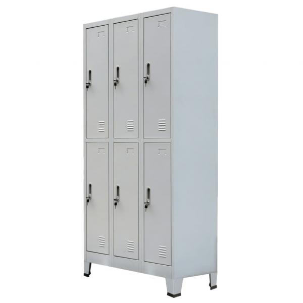 ARDEBO.de - Schließfachschrank mit 6 Fächern Stahl 90x45x180 cm Grau 