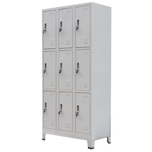 ARDEBO.de - Schließfachschrank mit 9 Fächern Stahl 90x45x180 cm Grau 