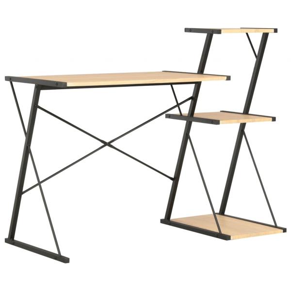 ARDEBO.de - Schreibtisch mit Regal Schwarz und Eiche 116×50×93 cm