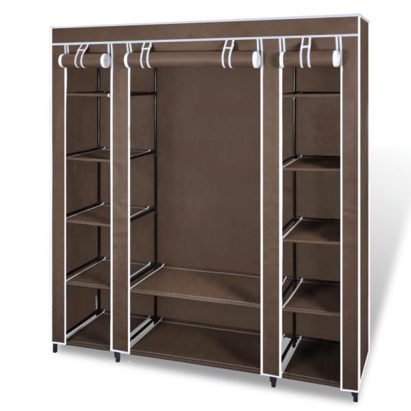 ARDEBO.de - Stoffschrank mit Fächern und Stangen 45×150×176 cm Braun  