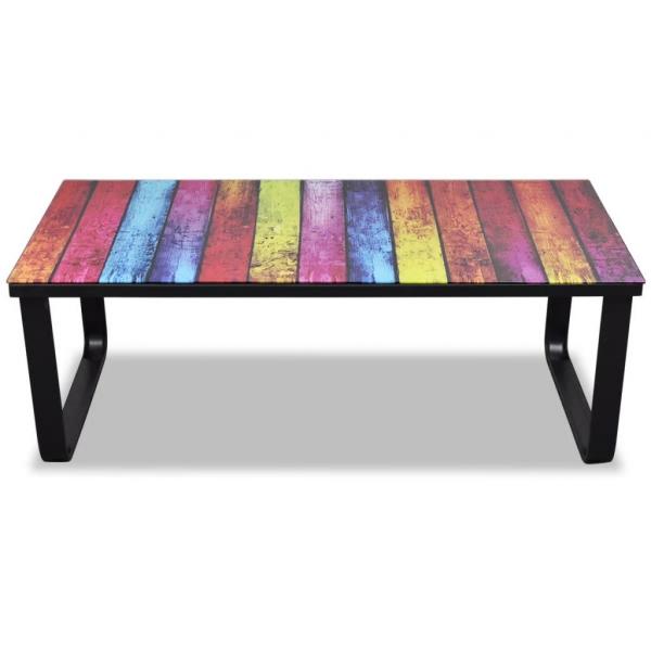 Couchtisch mit Glasplatte Regenbogen-Aufdruck 