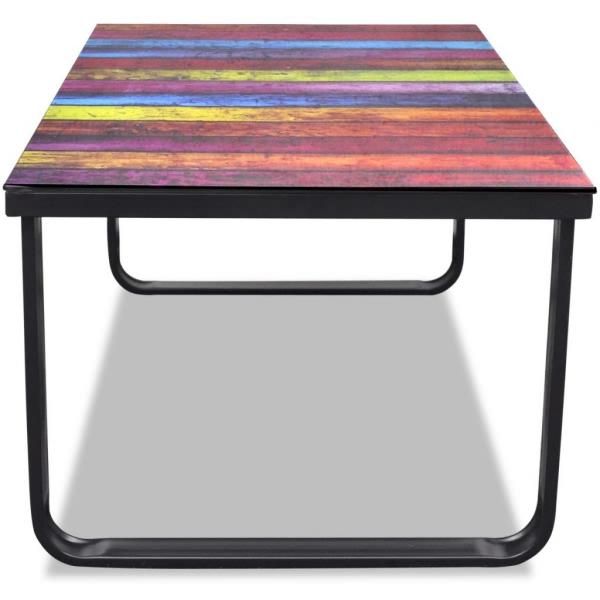 Couchtisch mit Glasplatte Regenbogen-Aufdruck 